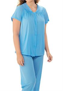 Women's Coloratura Sleepwear Short Sleeve Pajama Set (Purity Blue)